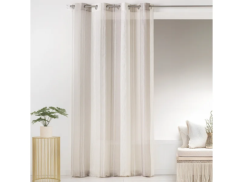 Voilage en étamine fantaisie avec rayures verticales