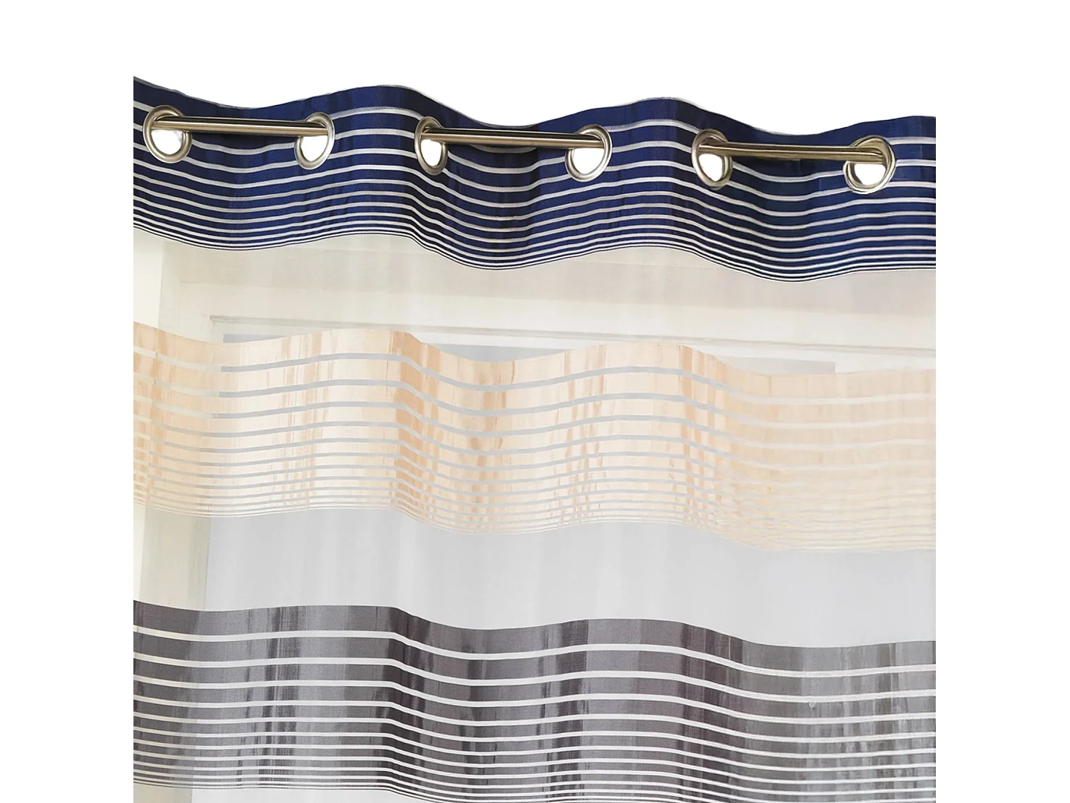 Visillo en organza a finas rayas horizontales