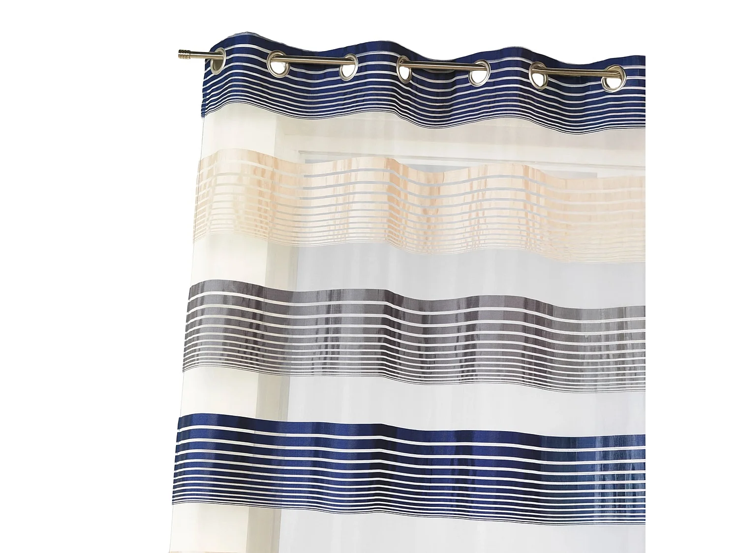 Visillo en organza a finas rayas horizontales