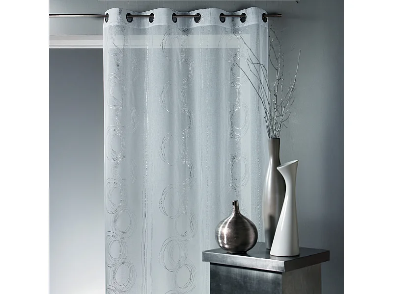 Voilage en Etamine aux Imprimés Argentés