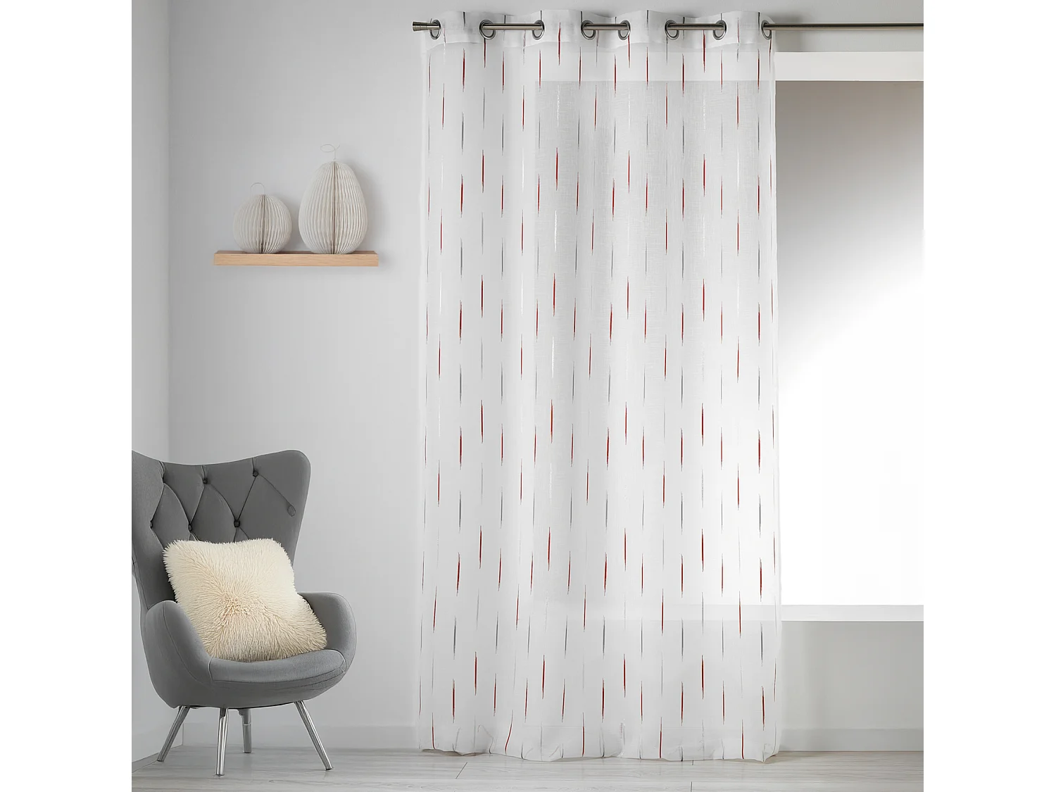 Voilage en Etamine Jacquard "Traits Fins"