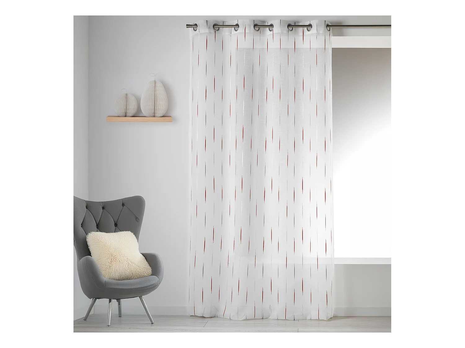 Voilage en Etamine Jacquard "Traits Fins"