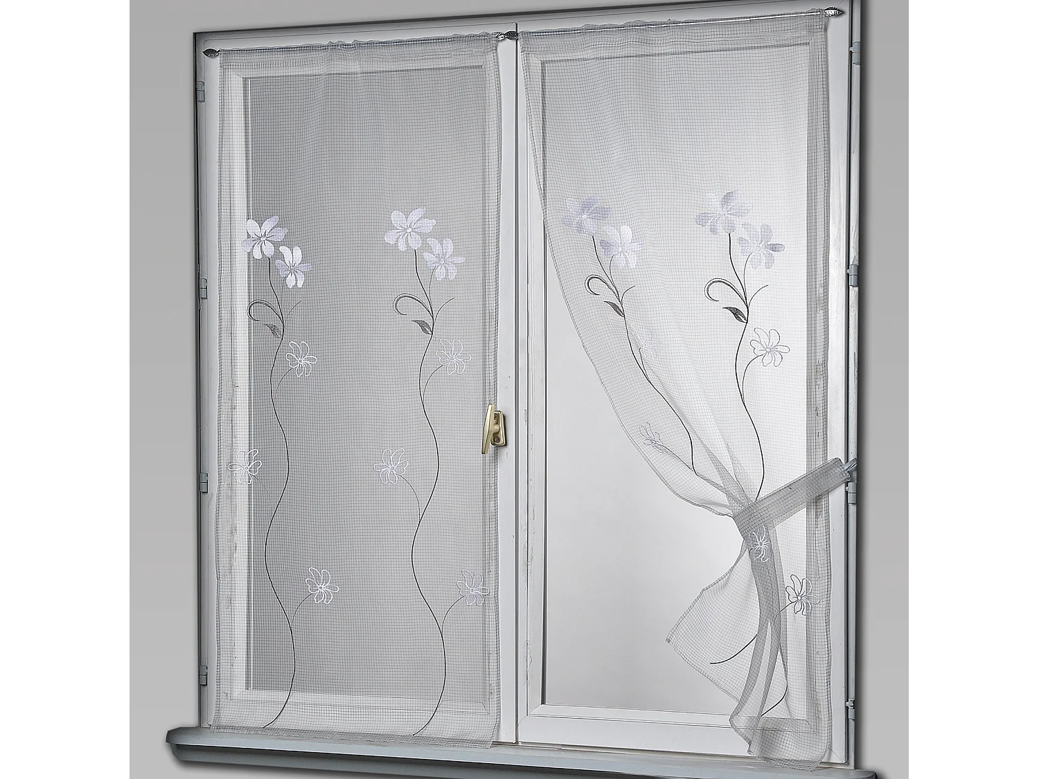 Paire de voilages en organza petits carreaux