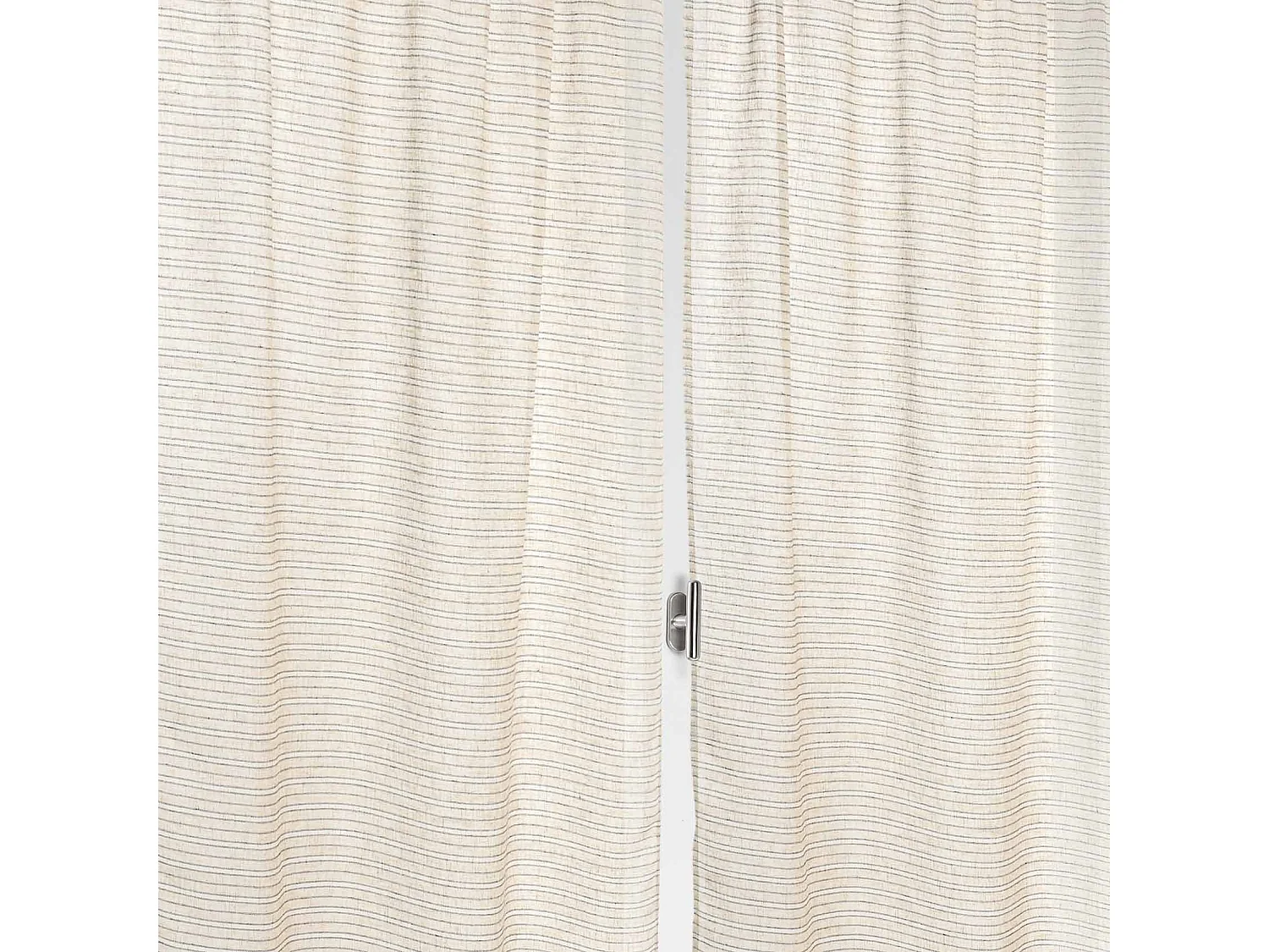 Paire de petits voilages poly-lin-coton à fines rayures