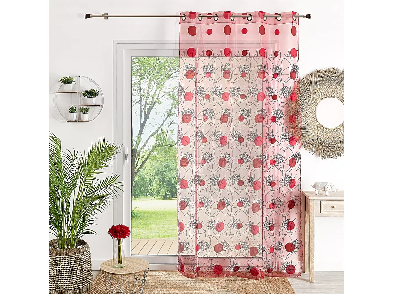 Voilage Organza et Jacquard Cordons Satiné