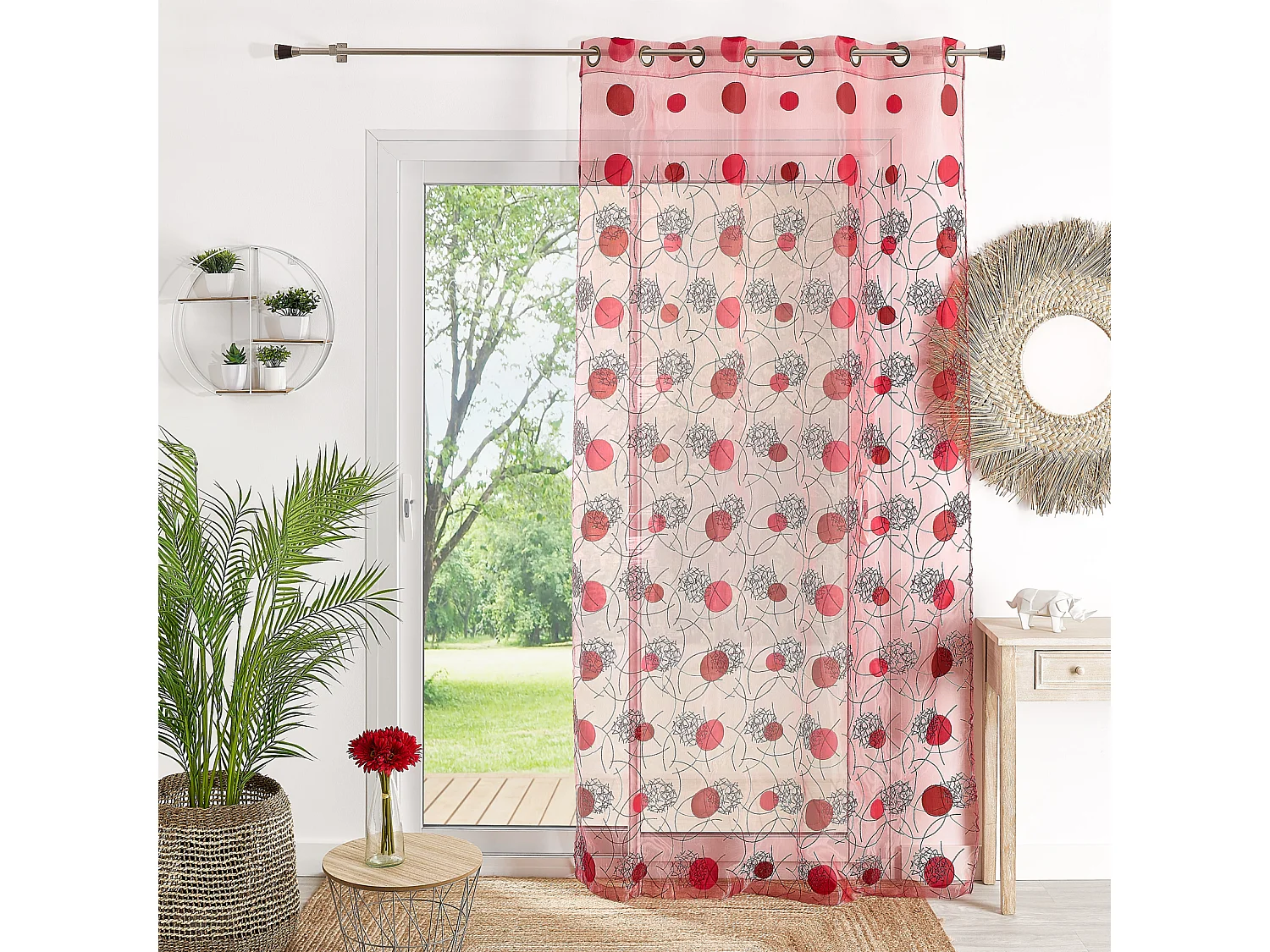 Cortina Organza y Jacquard Cordones Satinada