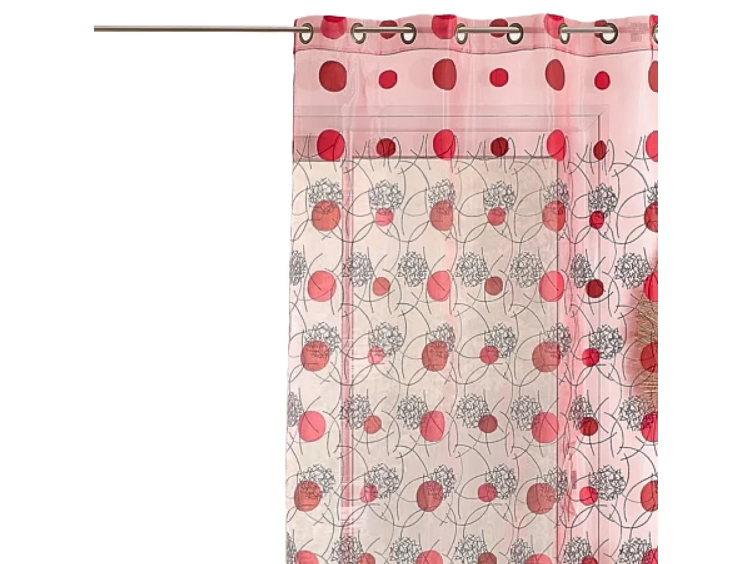 Voilage rouge motifs brodés