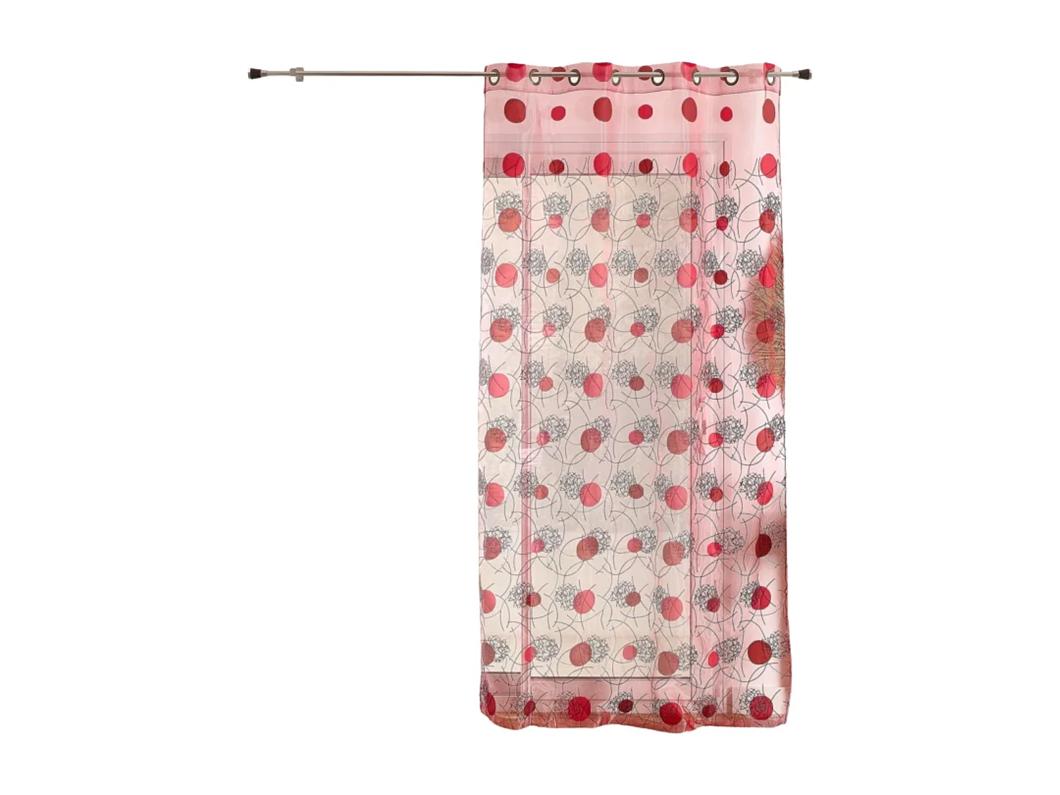 Voilage rouge motifs brodés