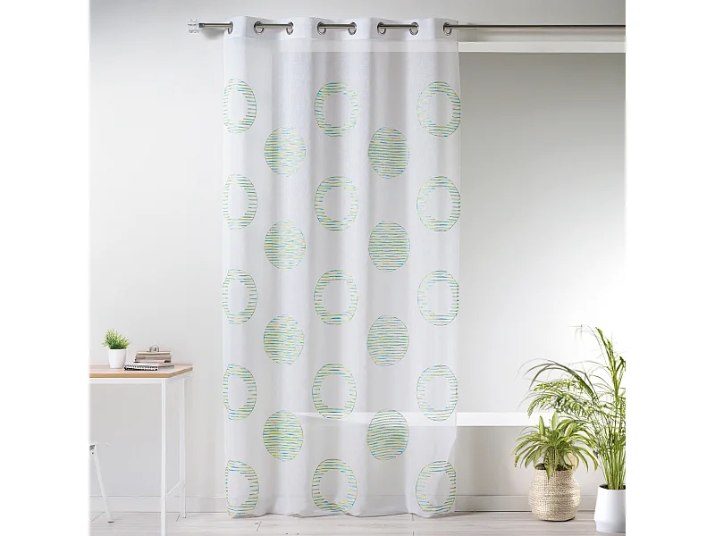 Visillo en estameña bordado círculo y redondel