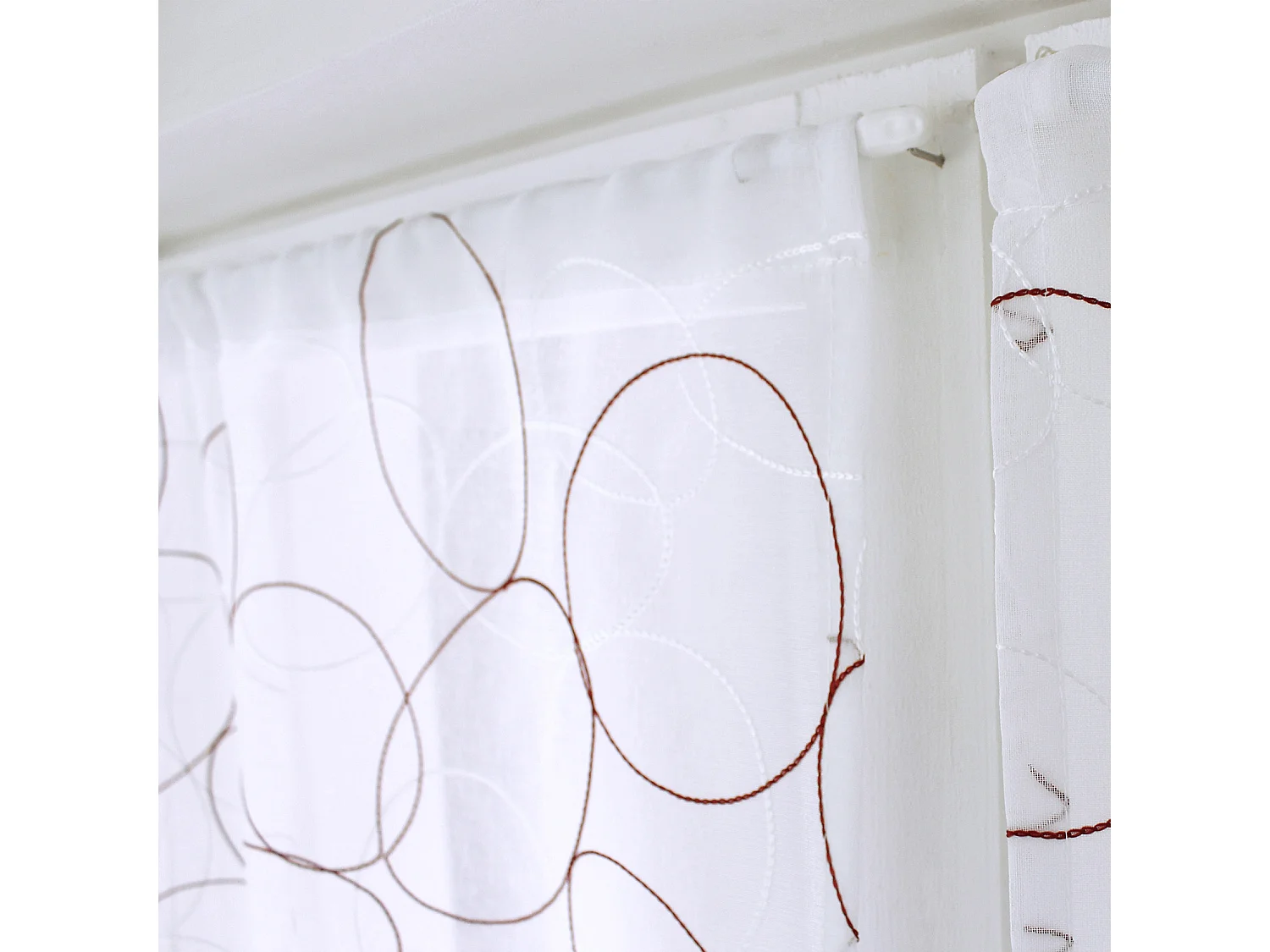 Paire de Voilages Bordés "Galet" 60x160cm Bordeaux & Blanc