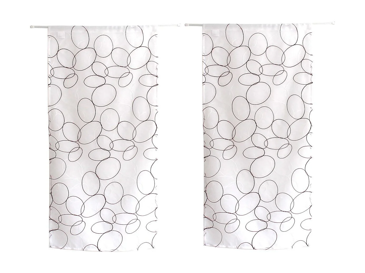 Paire de Voilages Bordés "Galet" 60x160cm Bordeaux & Blanc