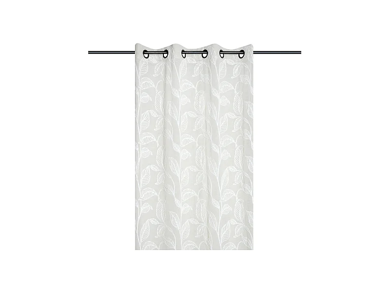 Visillo con ojales de follaje efecto material bordado