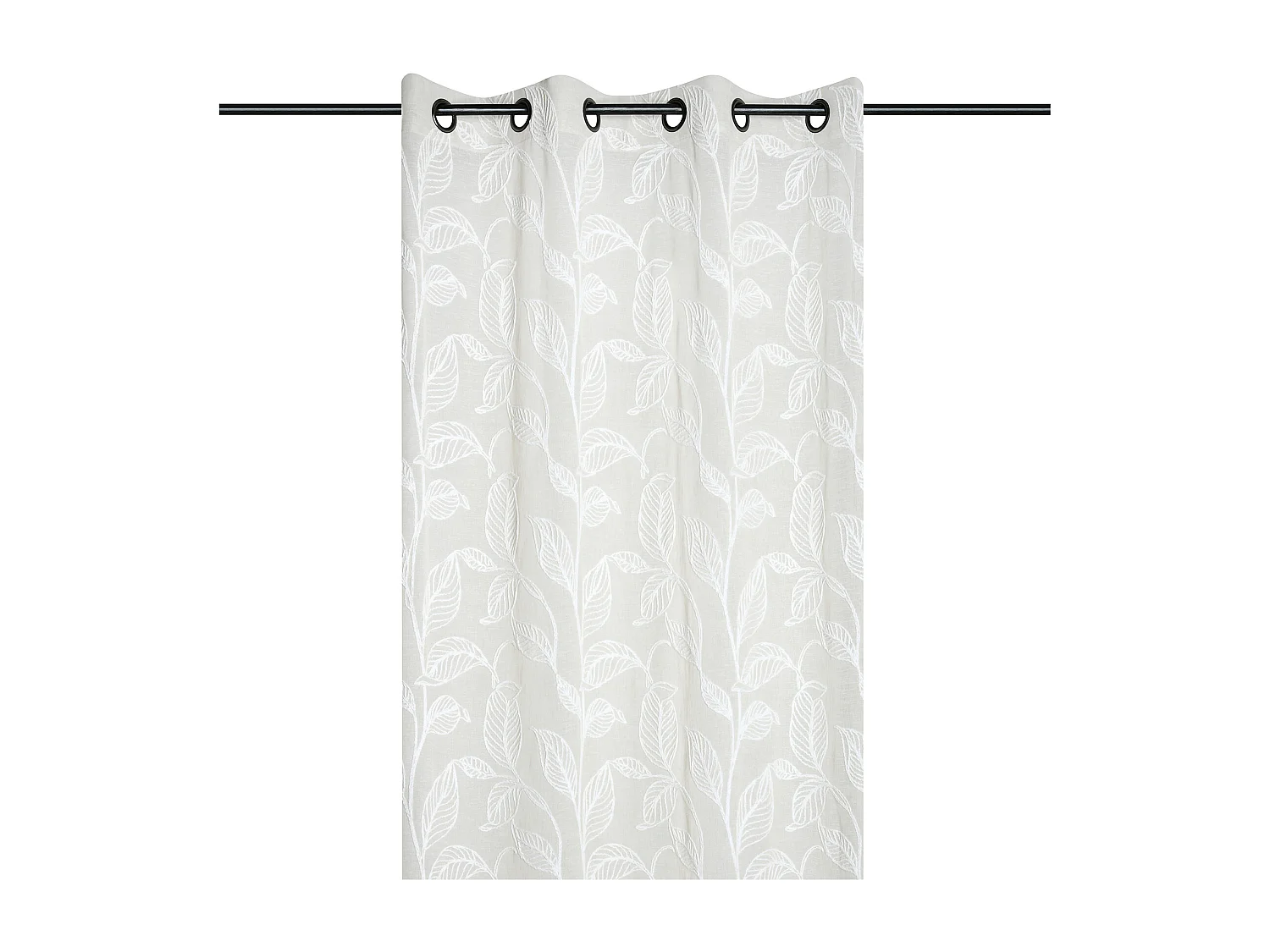 Voilage à oeillets feuillage effet matière brodée