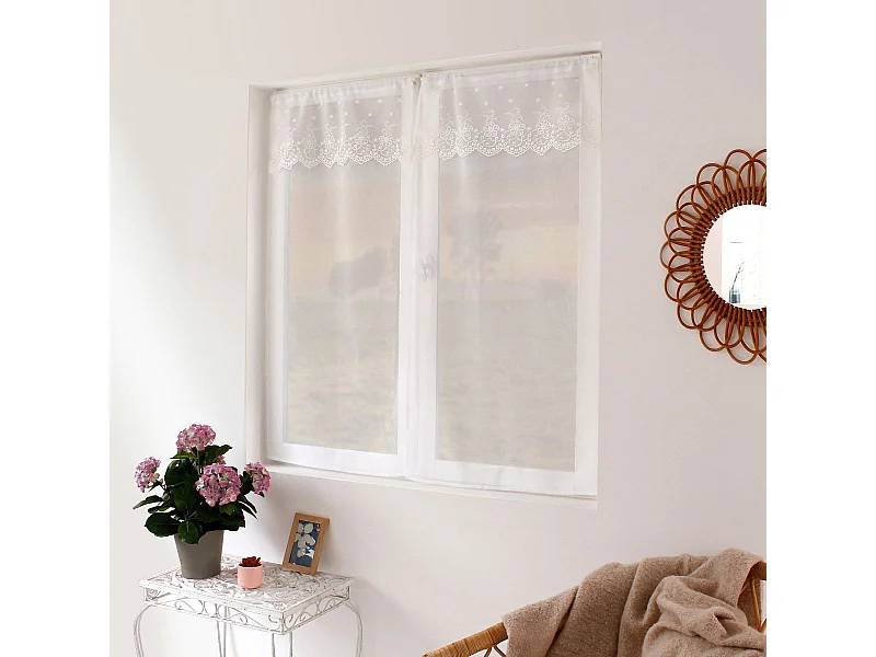 Paire de Voilages Brodés "Massala" 60x160cm Blanc