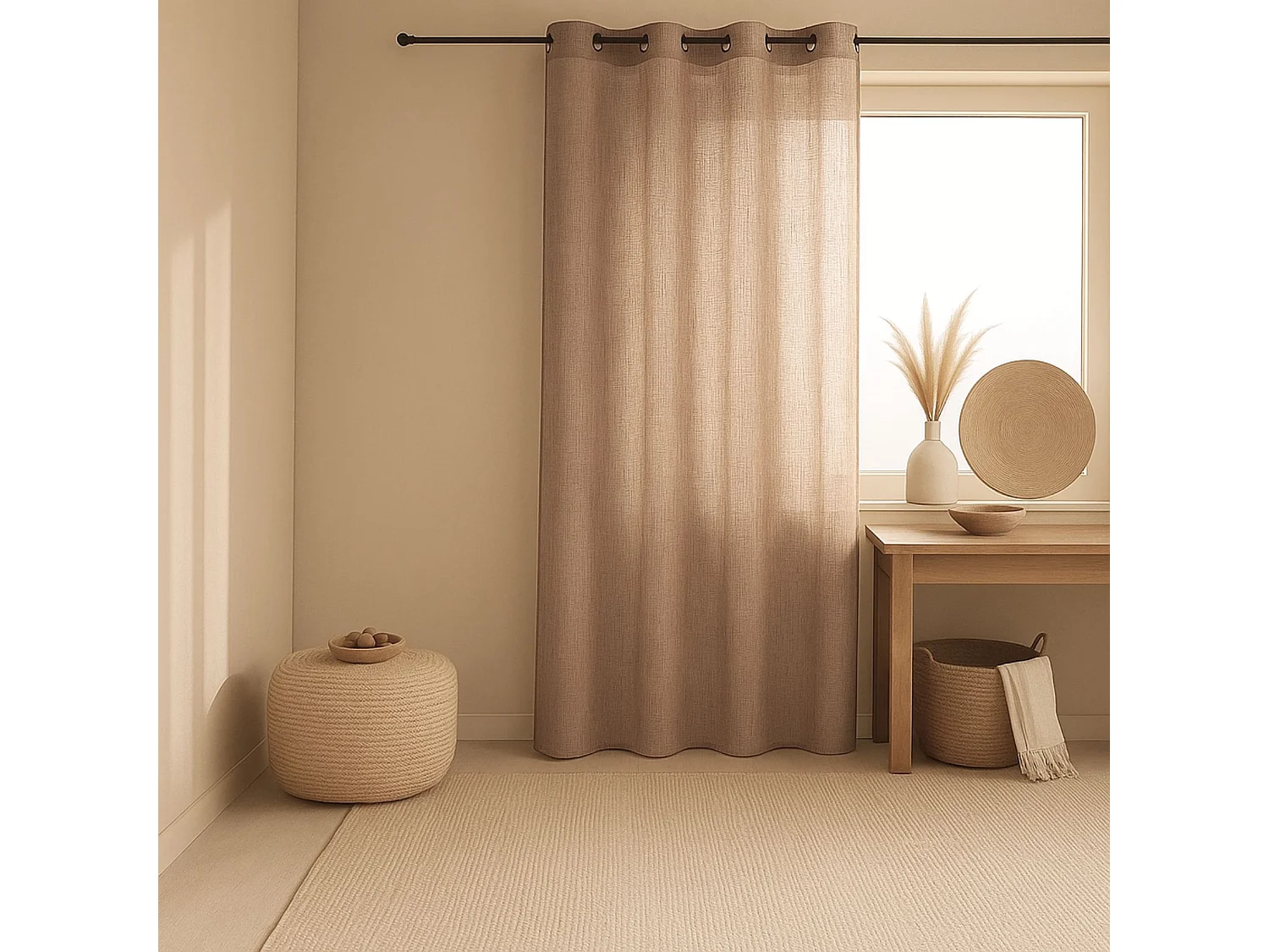 Cortina visillo efecto lino