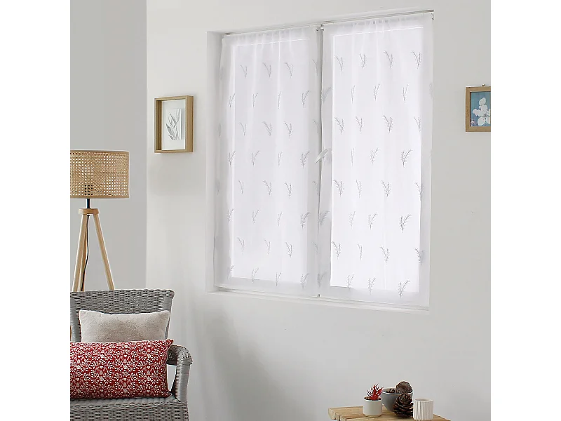 Paire de Voilages Brodés "Calisson" 60x160cm Blanc