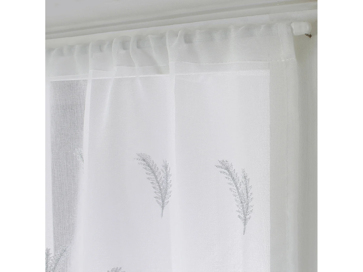 Paire de Voilages Brodés "Calisson" 60x160cm Blanc