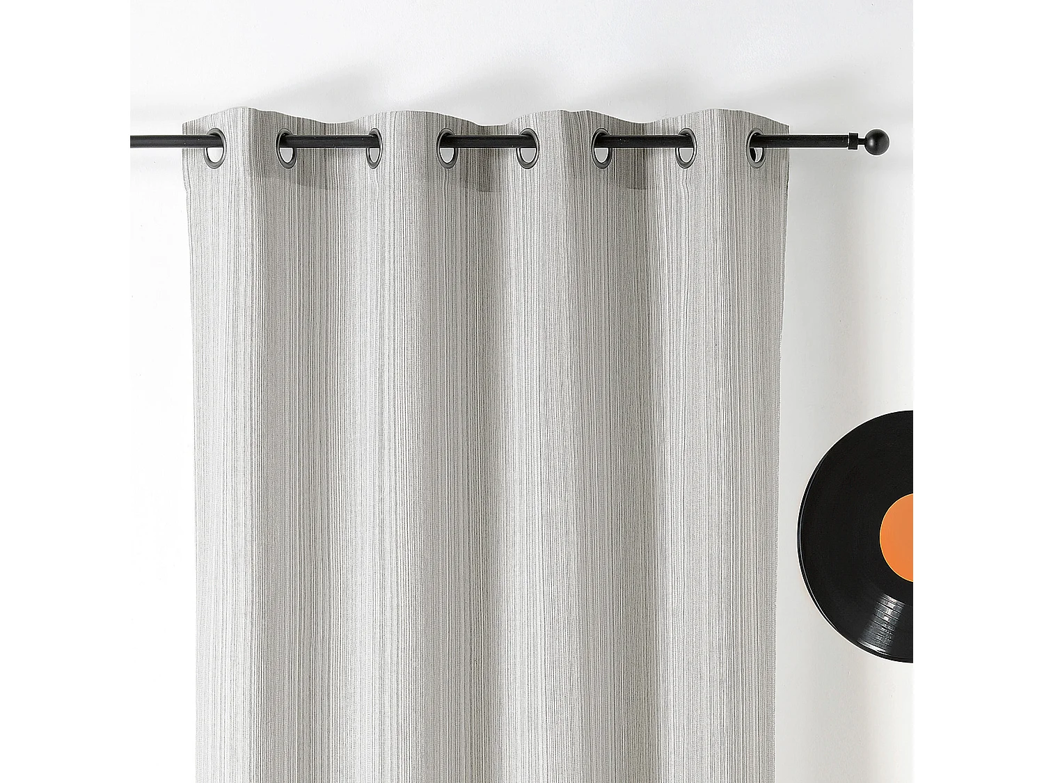 Voilage poly-coton recyclé fines rayures