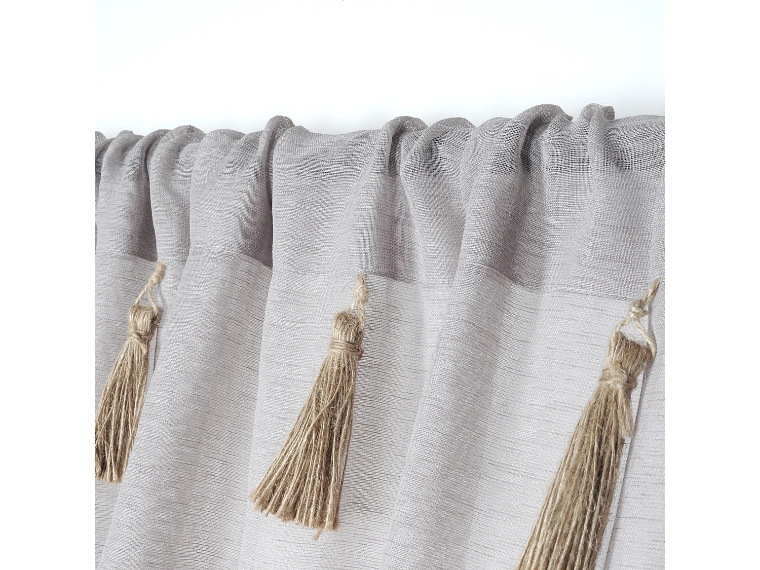 Visillo bohémio a pompones en yute