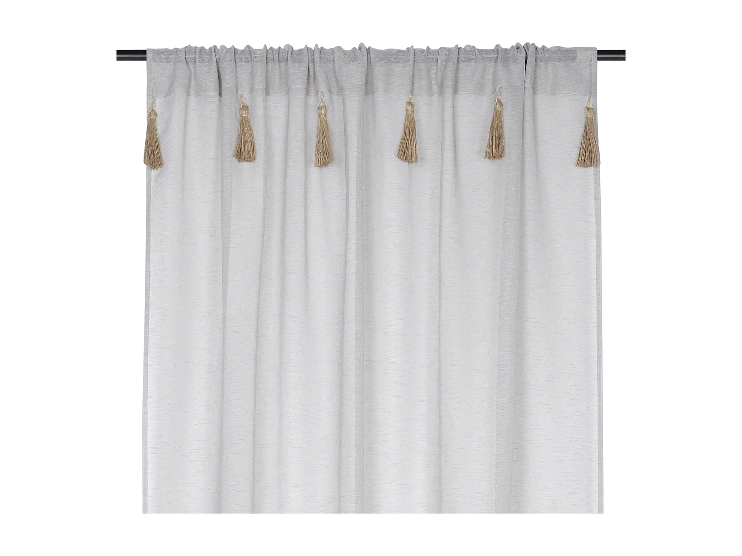 Visillo bohémio a pompones en yute