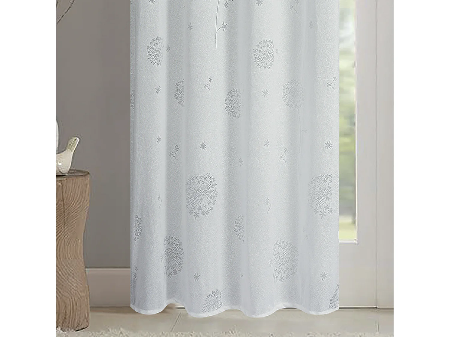 Paar Ösenvorhänge mit Blumenmuster und Webeffekt