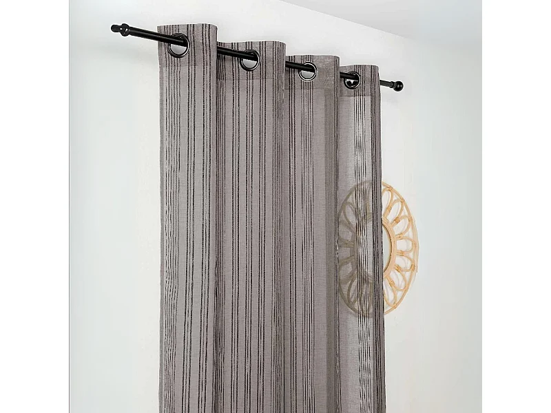 Voilage à l'aspect lin aux rayures verticales