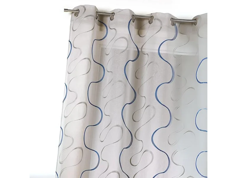 Visillo en estameña bordada y fantasía