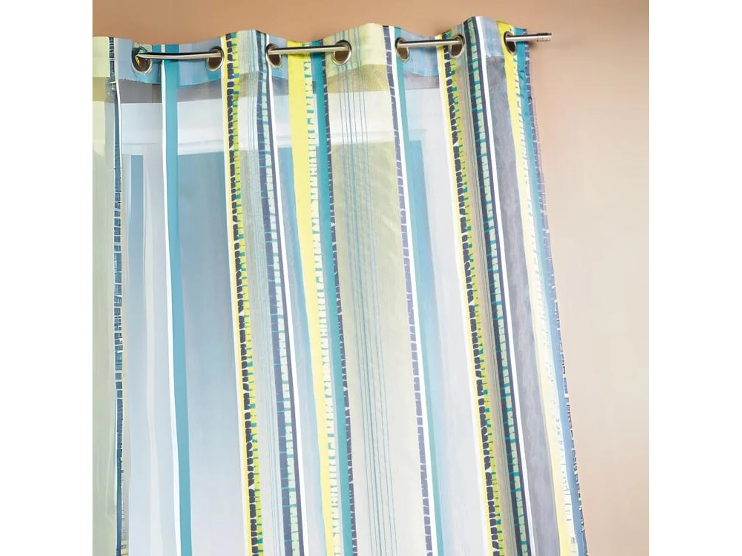 Voilage en organza jacquard à rayures verticales colorées