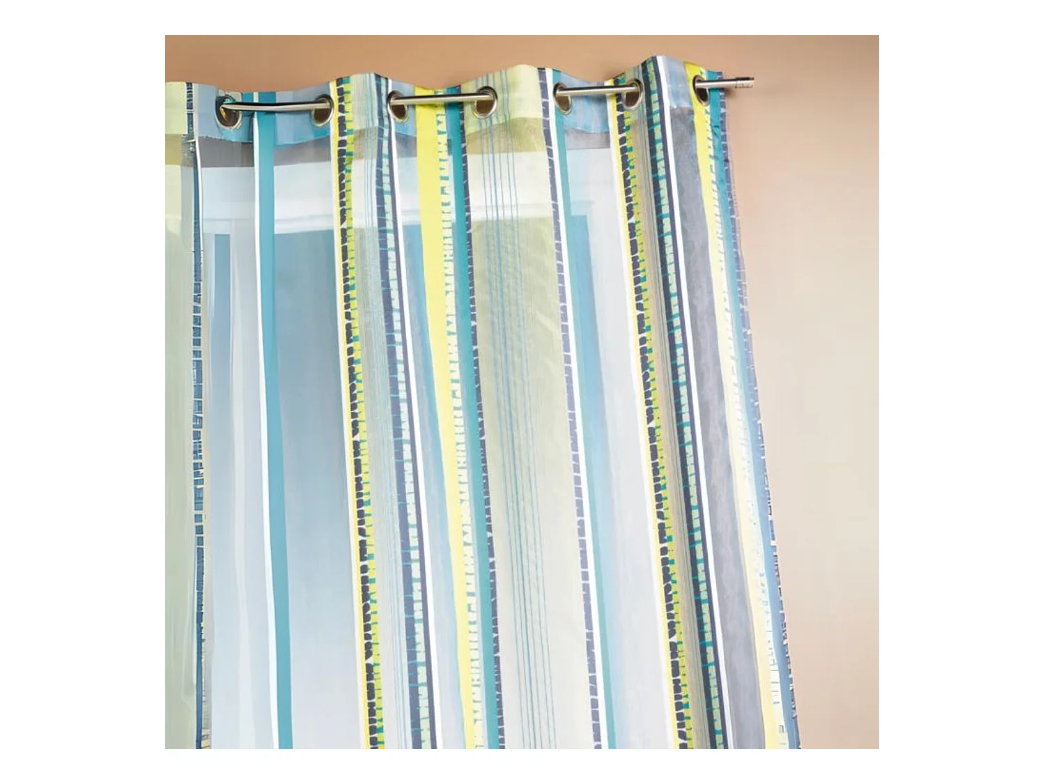Voilage en organza jacquard à rayures verticales colorées