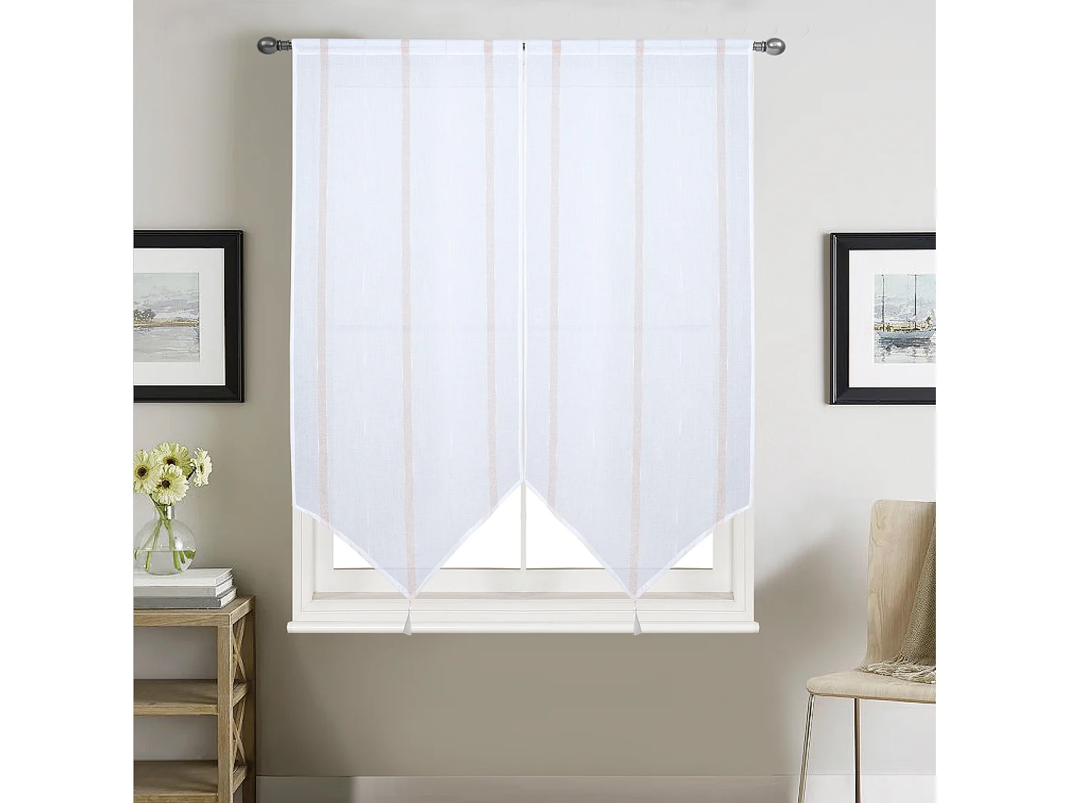 Paire petits voilages à bandes verticales brillantes