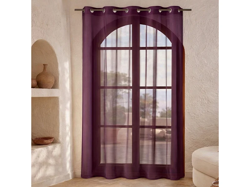 Gardine aus Etamine einfarbig mit Ösen