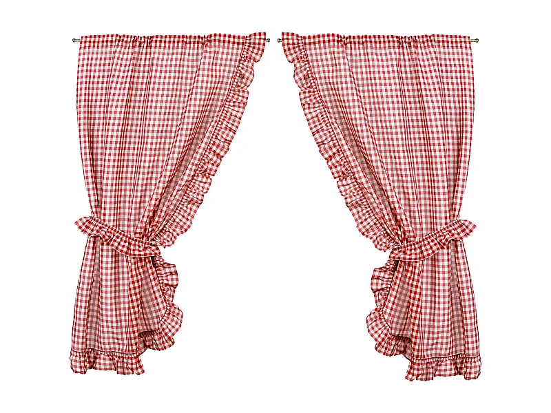 Rideau bonne femme à carreaux vichy rouge et blanc
