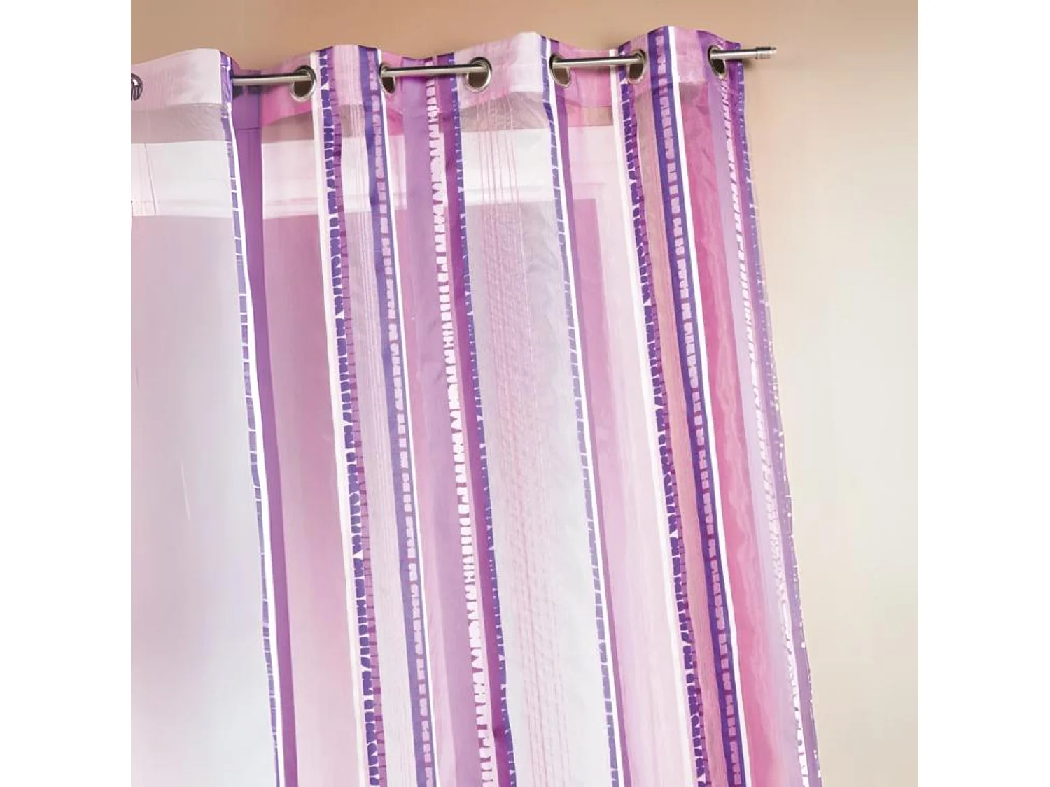 Voilage en organza jacquard à rayures verticales colorées