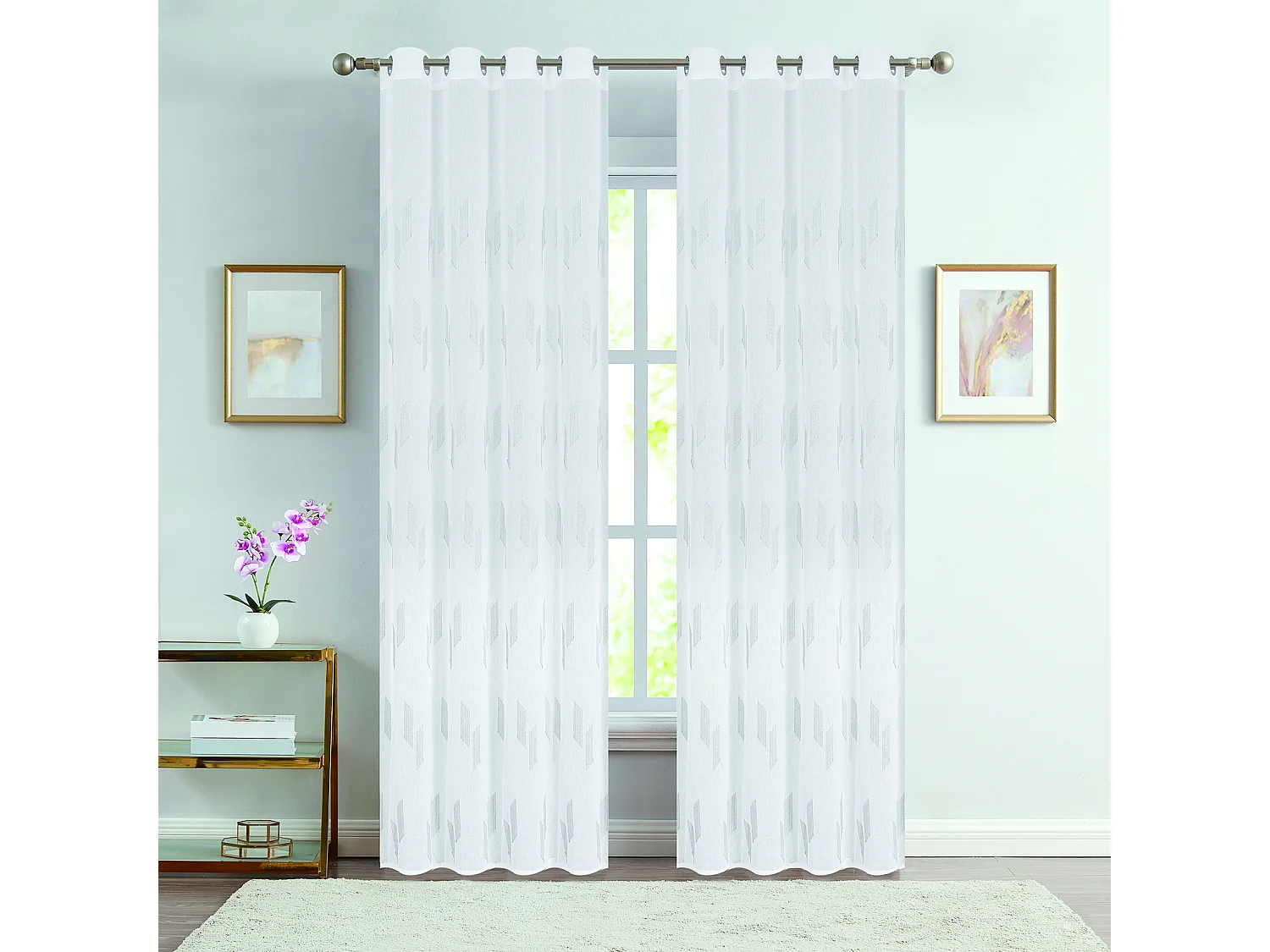 Voilage à oeillets brodé brillant