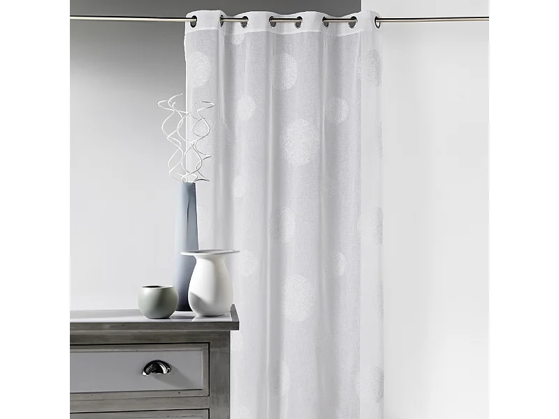 Voilage en Etamine Brodé ronds fils lurex brillants