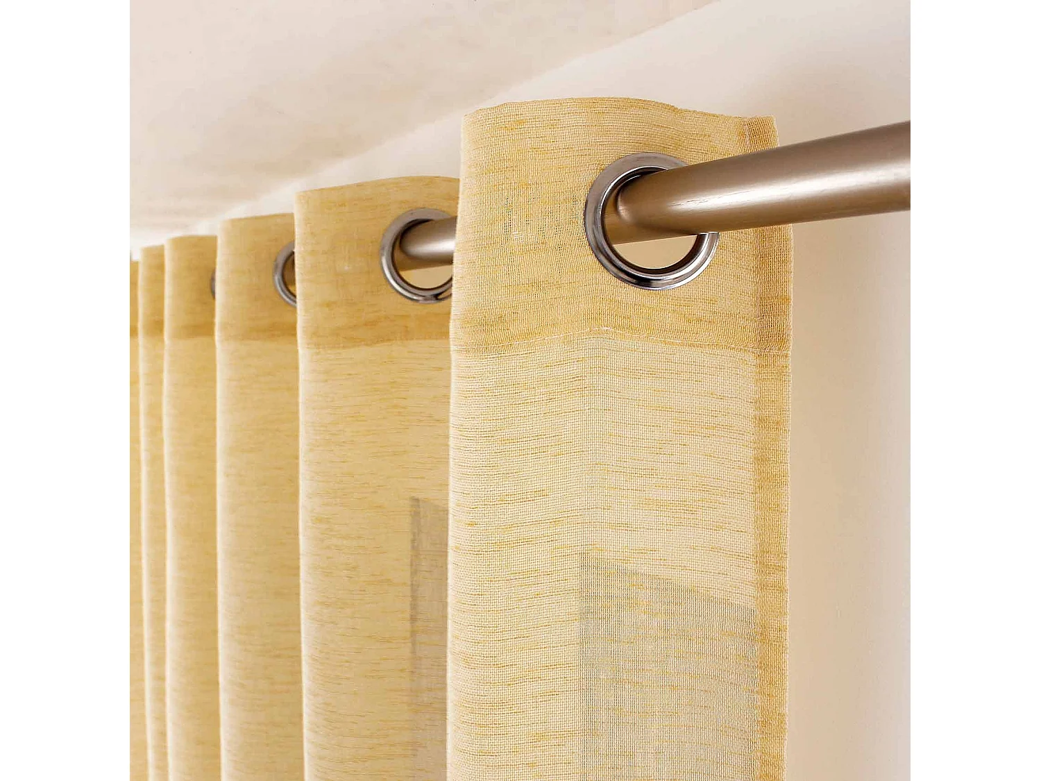 Rideau Voilage Effet Lin "Maya" 140x240cm Moutarde