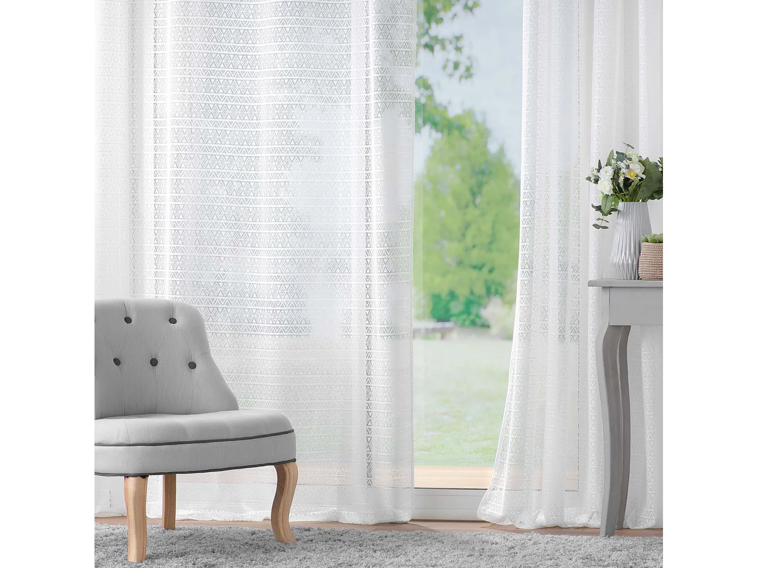 Rideau Voilage à Œillets Maille "Naomie" 140x240cm Blanc