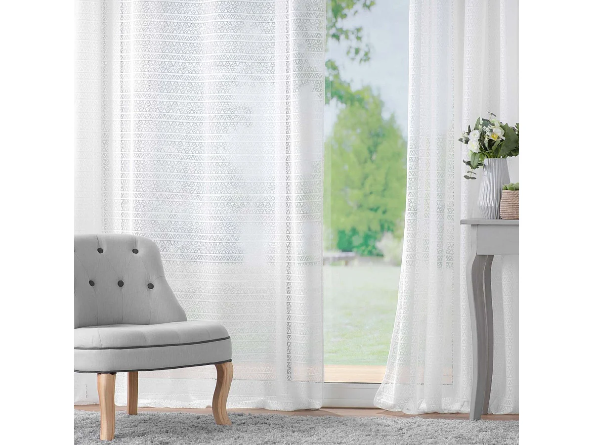 Rideau Voilage à Œillets Maille "Naomie" 140x240cm Blanc