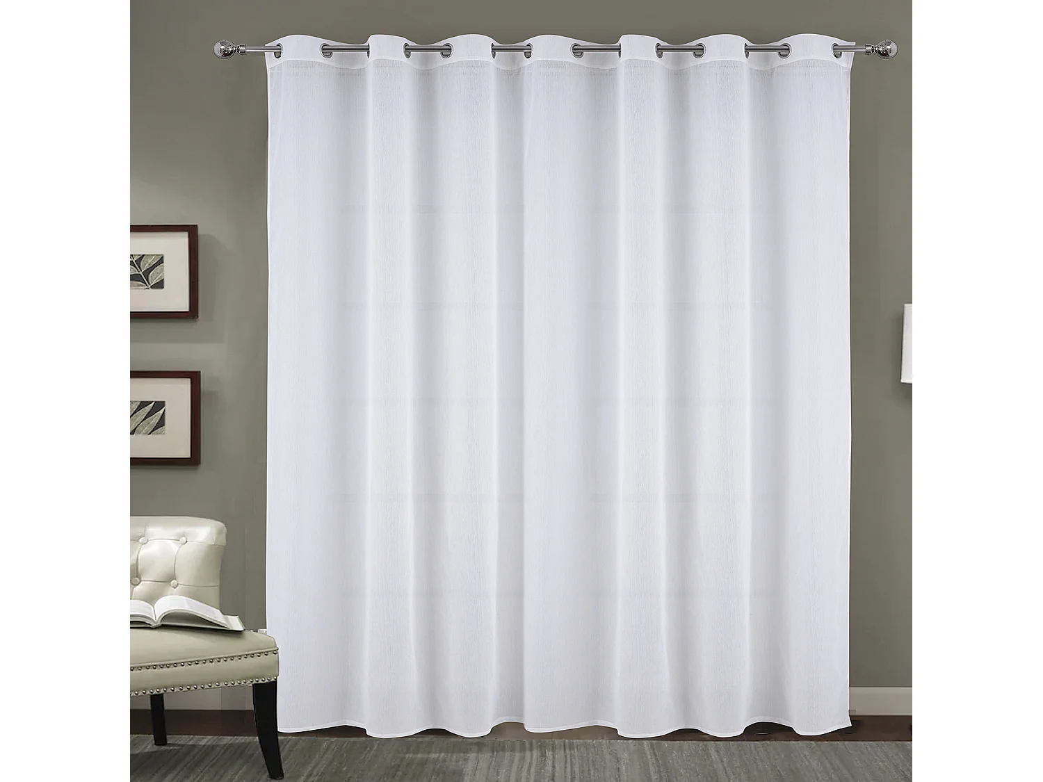 Voilage à oeillets tissé avec relief effet froissé