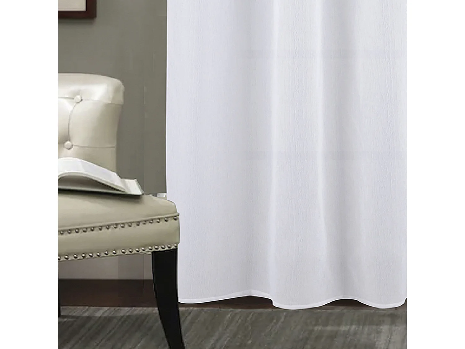 Voilage à oeillets tissé avec relief effet froissé