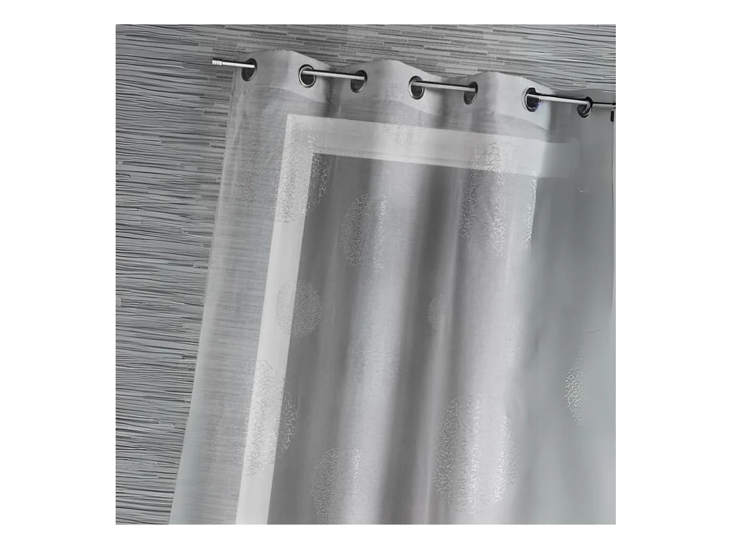 Visillo en Estameña Fantasía Estampado Plata