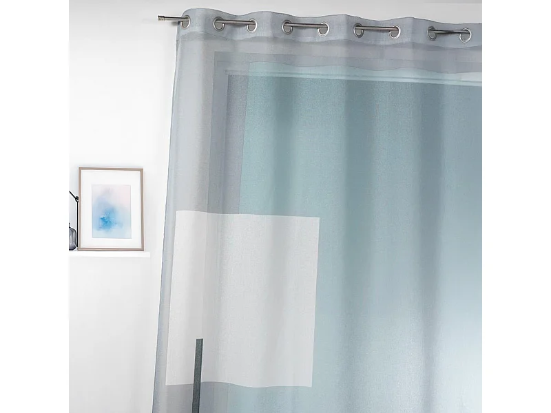 Visillo en estameña estampado con motivos gráficos