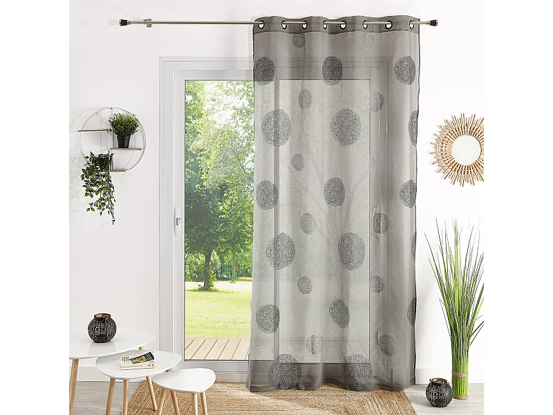 Visillo en Estameña Bordado de Círculos Mezclados