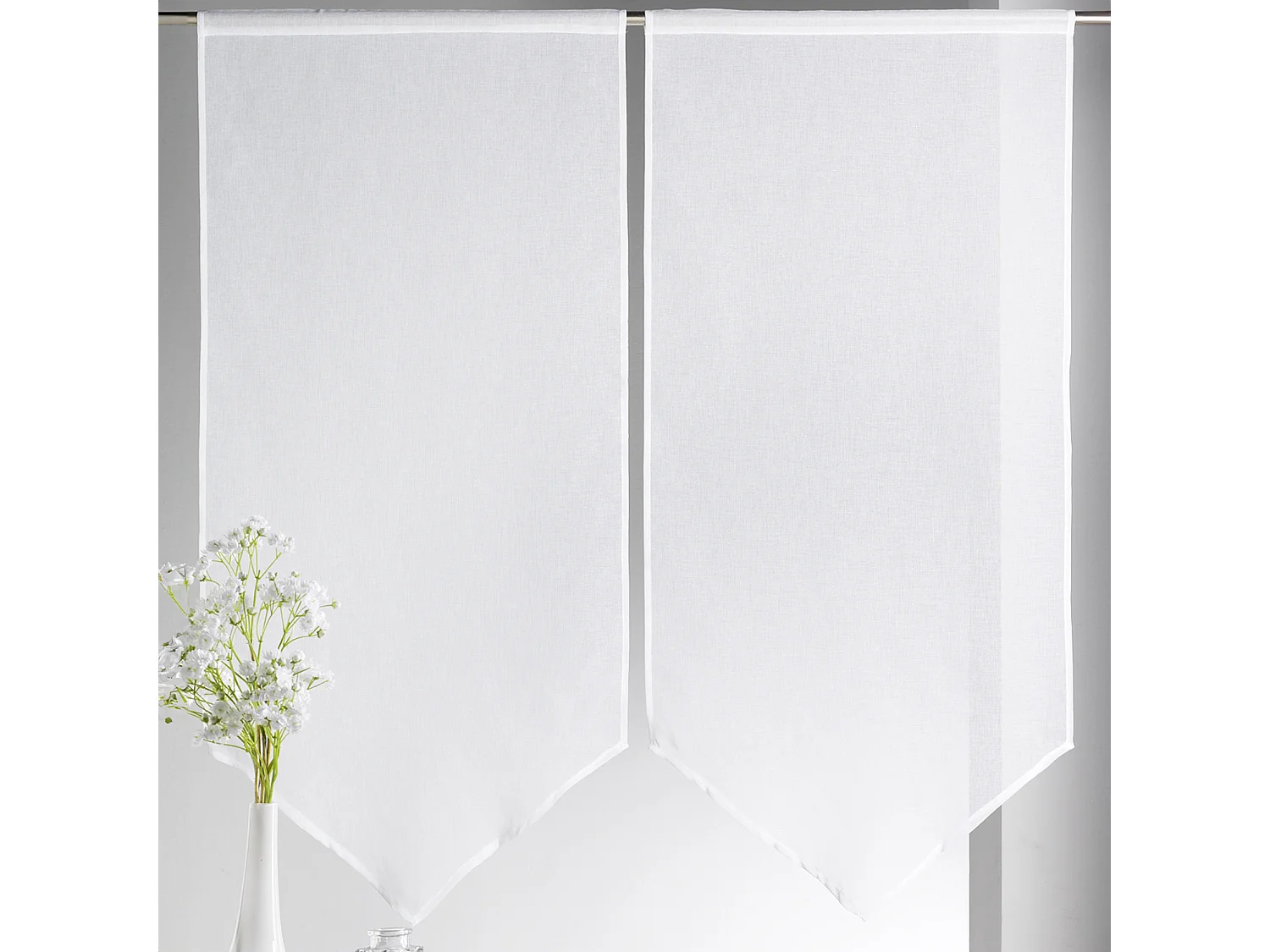 Paire de petits voilages Etamine bas en pointe