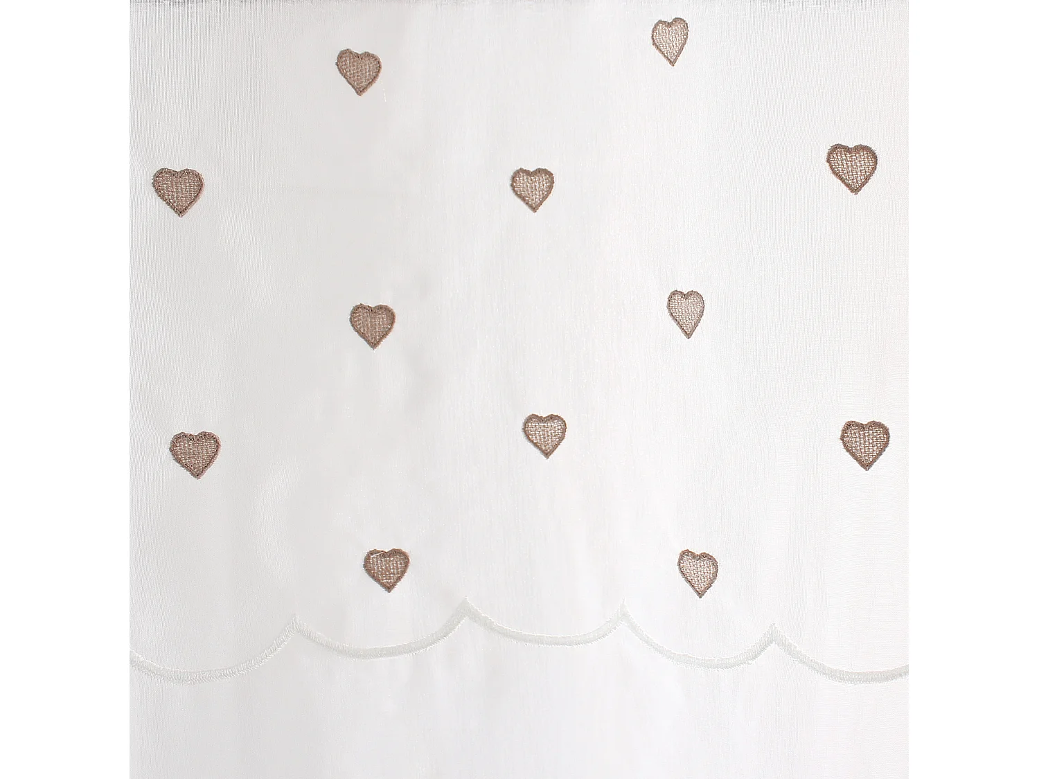 Paire de Voilages à Motif "Cœur" 60x120cm Beige