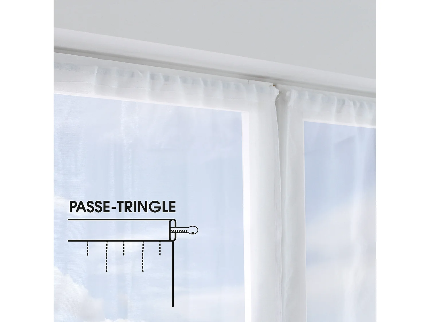 Paire de Voilages à Motif "Cœur" 60x120cm Beige