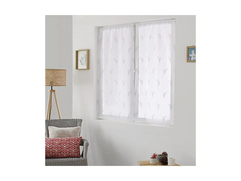 Paire de Voilages Brodés "Calisson" 60x120cm Blanc