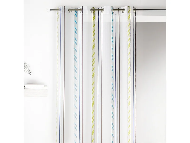 Voilage fantaisie en organza à rayures verticales