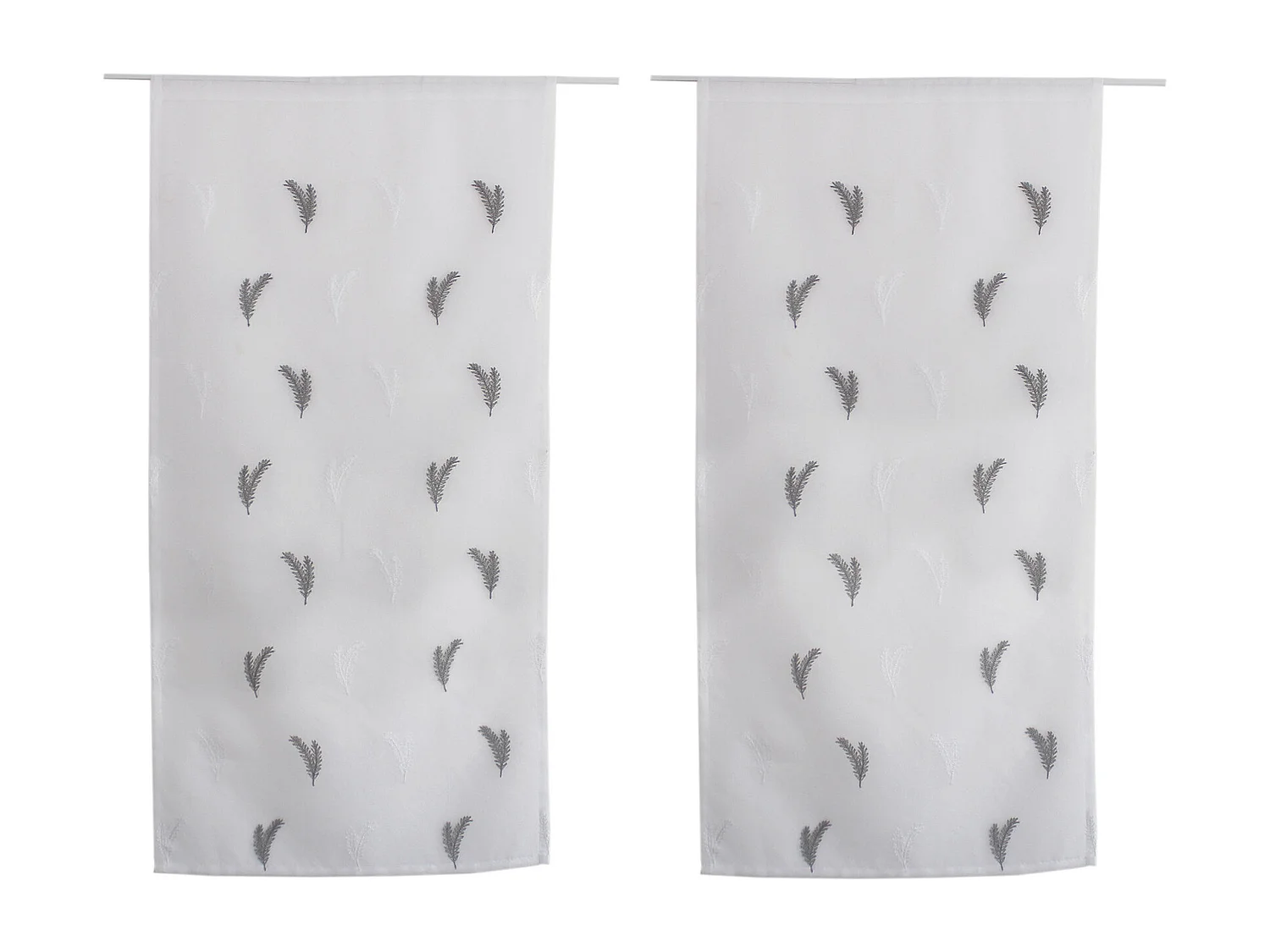 Paire de Voilages Brodés "Calisson" 60x90cm Blanc & Gris