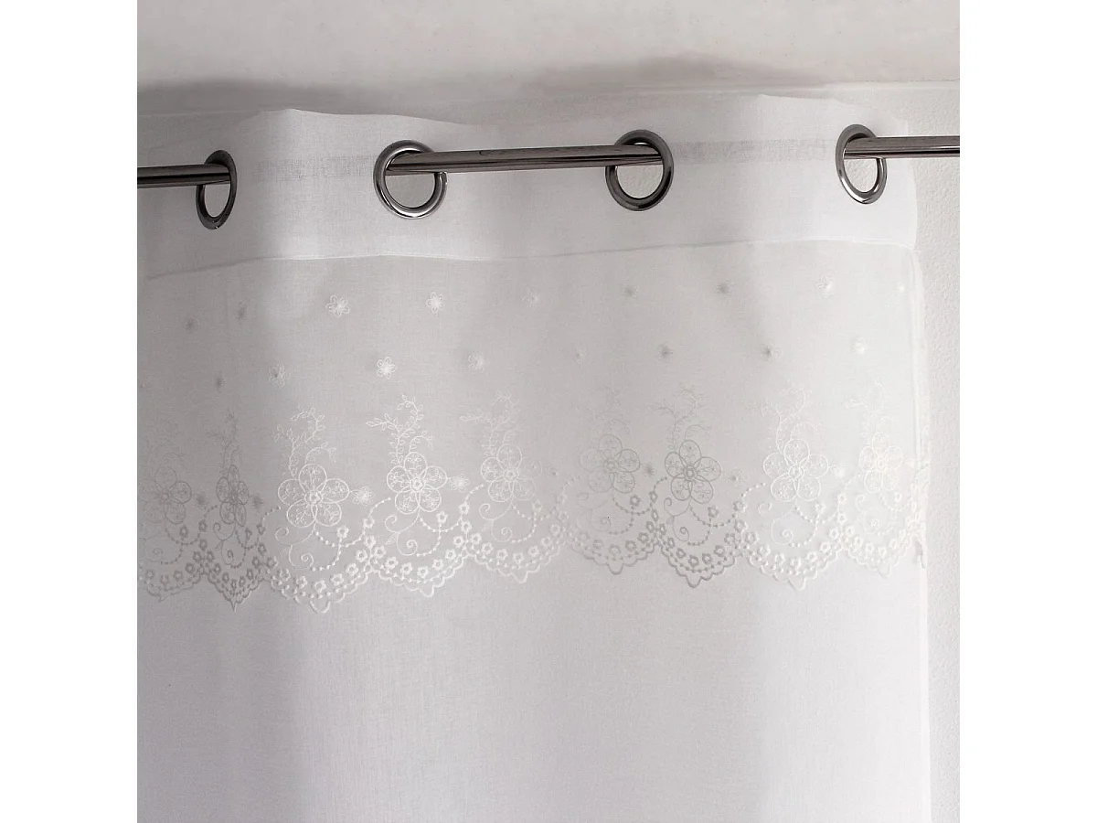 Rideau Voilage Brodé "Massala" 140x240cm Blanc